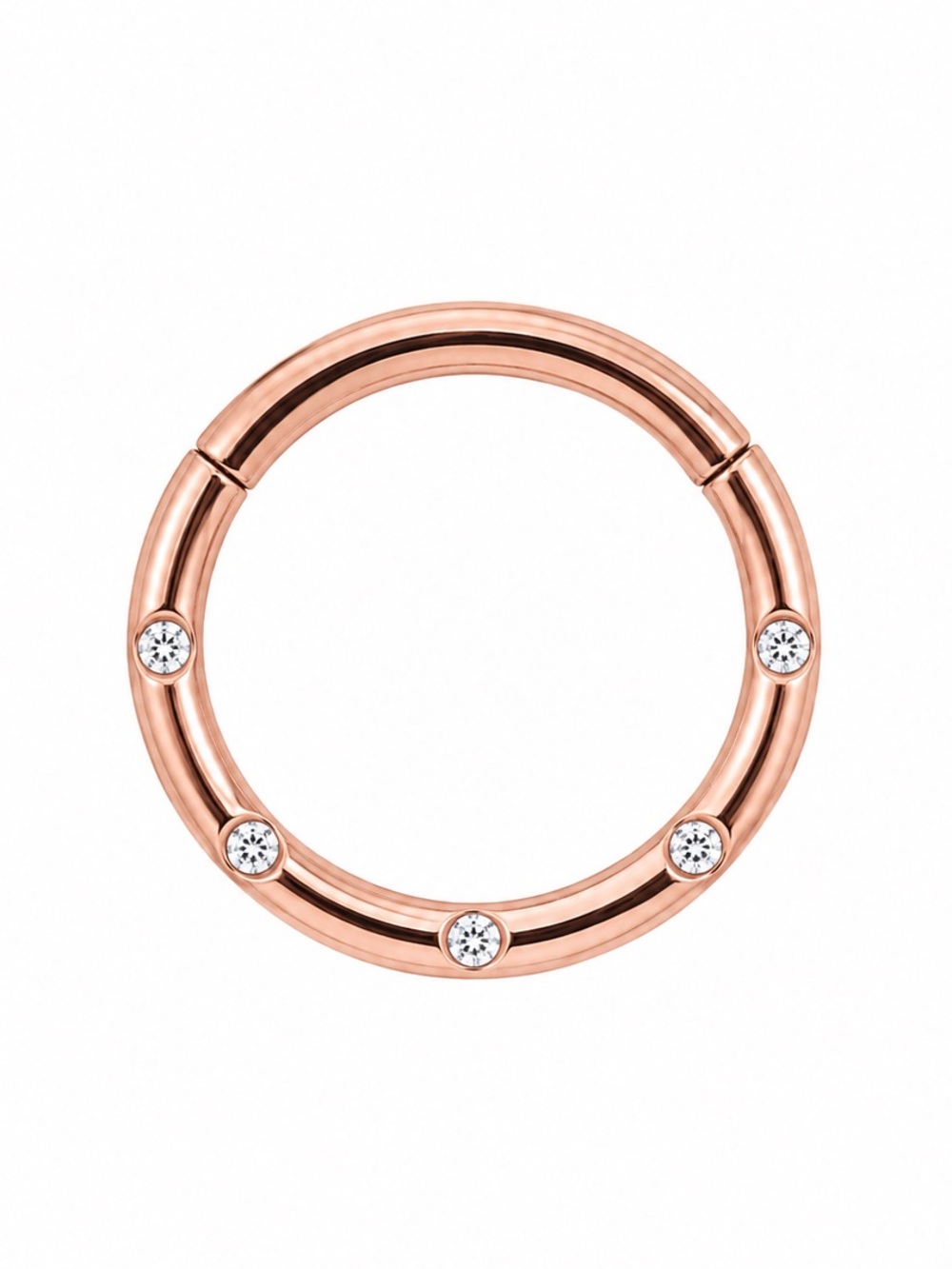 Rose Gold CZ Clicker Hoop Ring | 16G 8mm Septum Cartilage Daith